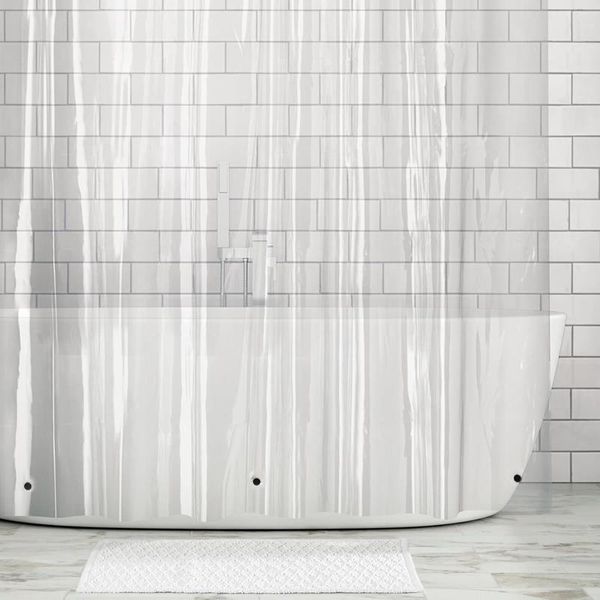 Duschvorhang XL Duschabtrennung Spritzschutz 243,8 cm lang mDesign Transparent