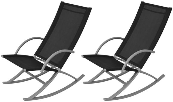 vidaXL Garten-Schaukelstühle 2 Stk. Stahl und Textiline Schwarz 42163