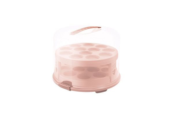 Rotho Tortenglocke Fresh XL inkl. zwei Einsätzen pink, Muffin, Cupcake