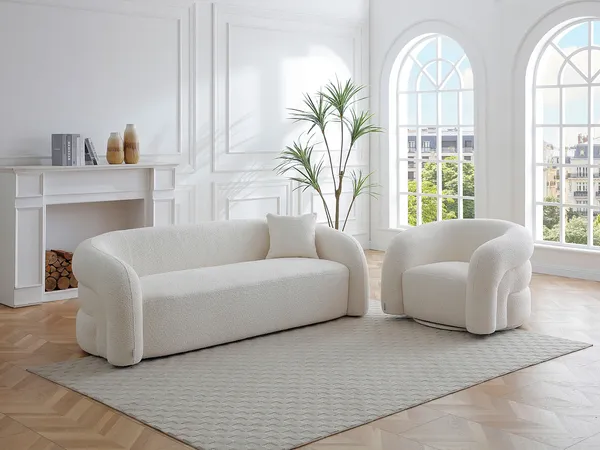 Vente-unique - LAPIOTA Sessel Stoff Weiß - B 91 cm x H 75 cm x L 97 cm