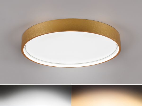 Flache LED Deckenleuchte DOHA mit 2 Lichtfarbe in Messing, Ø 45cm