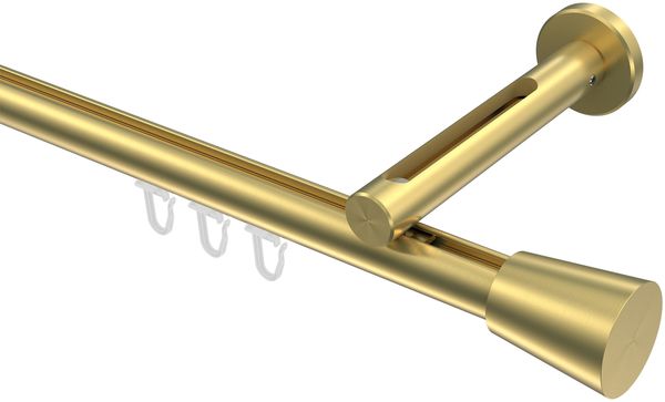 Innenlauf-Gardinenstangen-Set Siteno Sitra 120 cm, 1-läufig, 20 mm Ø Messing-Optik