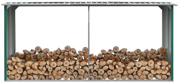 vidaXL Brennholzlager Verzinkter Stahl 330 x 92 x 153 cm Grün 47086