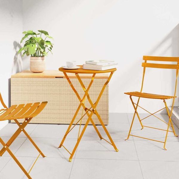 vidaXL Bistrotisch Senf Ø 50 x 71 cm Pulverbeschichteter Stahl 42002963