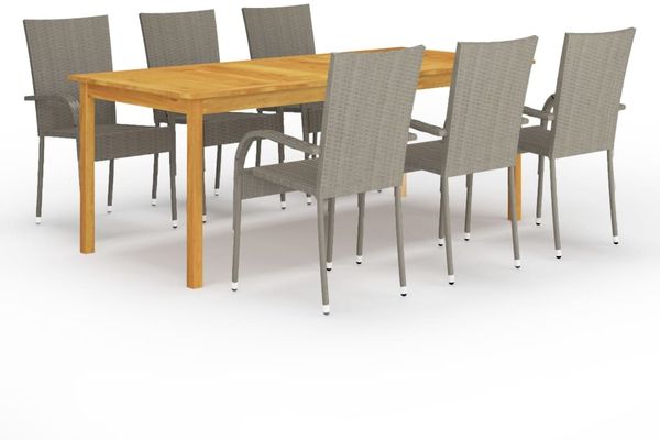 vidaXL 7-tlg. Garten-Essgruppe Grau 3067879