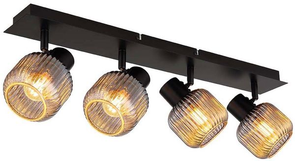 LED Deckenleuchte, Spots beweglich, Rauchglas, dimmbar, L 69,5 cm