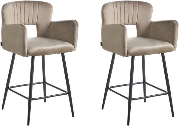 Set mit 2 Barstühlen SANILAC Samtstoff Taupe
