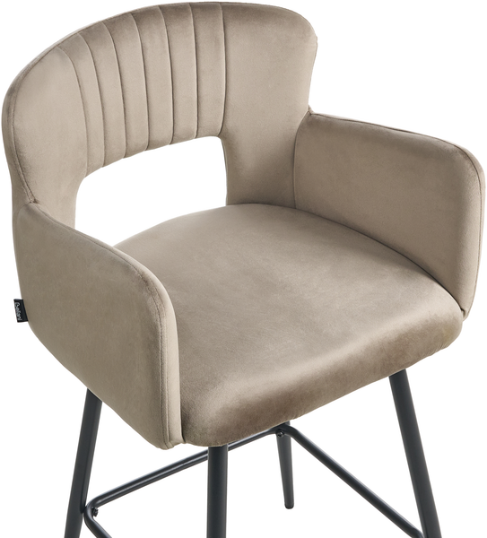 Set mit 2 Barstühlen SANILAC Samtstoff Taupe Bild 7