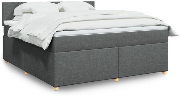 vidaXL Boxspringbett mit Matratze Dunkelgrau 180x200 cm Stoff 3286753