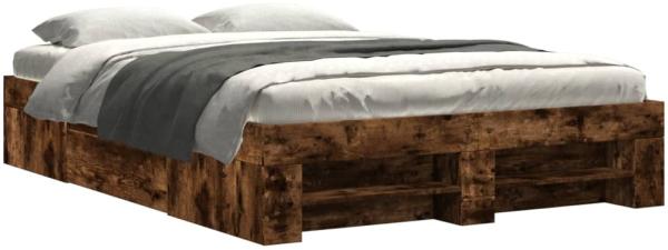 vidaXL Bettgestell ohne Matratze Räuchereiche 140x190 cm Holzwerkstoff 3295503