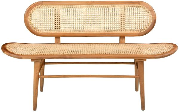 Bank Rattan Teak 50x141x81 cm Braun