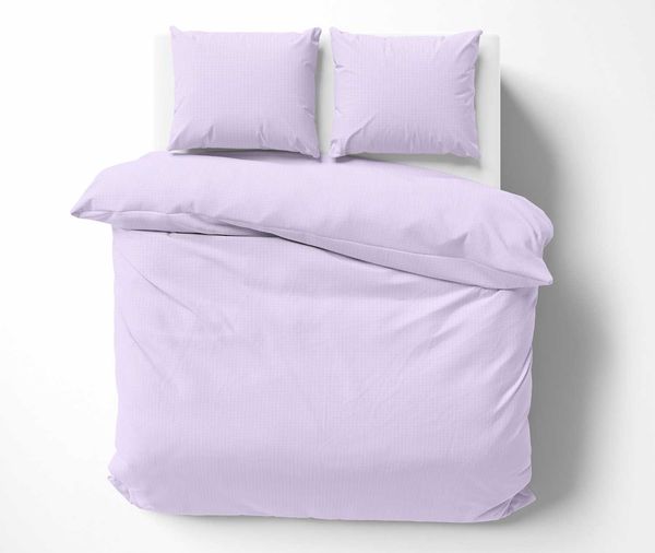 Mako Interlock Jersey Bettwäsche Karo lila / weiß Garnitur 135x200 + 80x80