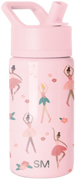 Simple Modern Trinkflasche Kinder mit Strohhalm | Sport Isolierte Edelstahl-Kindertrinkflasche für Kleinkinder Jungen und Mädchen | Summit | 415ml | Pink Ballerina