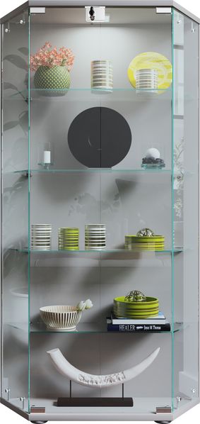 VCM Standvitrine Cenila 919839 Silber H. 114 x B. 83 x T. 17 cm