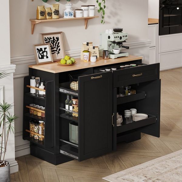 BlingBin Sideboard Küchenschrank mit Türen und Schublade, Buffetschrank, 115 × 40 × 87 cm (1er Set, 1 St, Gewichtskapazität: Deckplatte-50kg, Etagenbrett/Schublade-10kg), Aufbewahrungsschrank mit Ausziehbaren Regalen für Wohnzimmer Küche