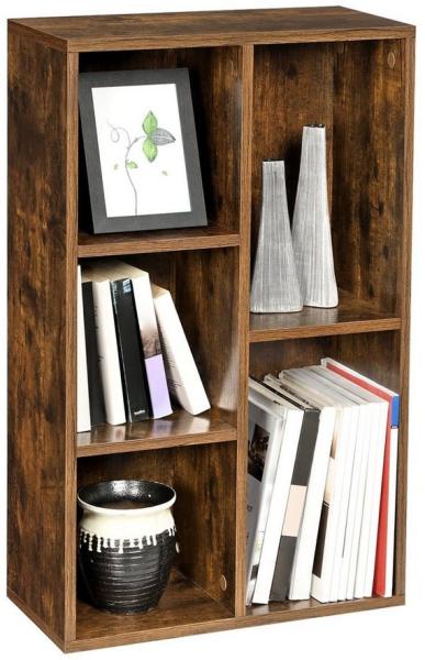 Vasagle Bücherregal, Standregal, mit 5 Fächern, für Wohnzimmer, Arbeitszimmer, Kinderzimmer, Büro, als Raumteiler, 50 x 24 x 80 cm, vintagebraun von Songmics LBC025X01
