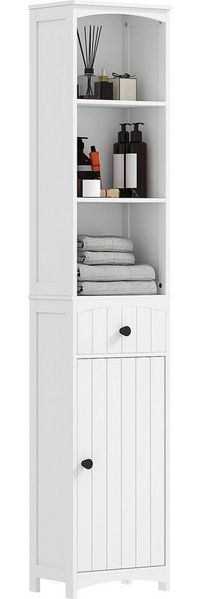 HOMCOM Badkommode Hochschrank Badschrank (Badregal, 1 St, Badmöbel), MDF, Weiß, 34 x 24 x 170,5 cm