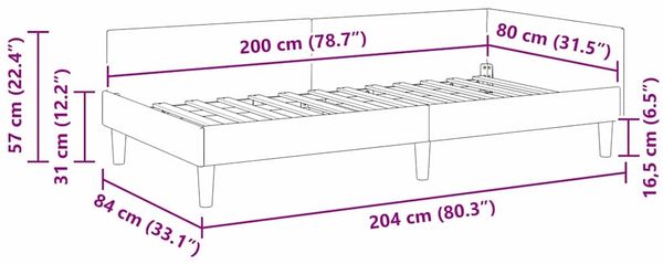 vidaXL Eckbettgestell mit Kopfteil Türkis 80 cm x 200 cm Samt 42016142 Bild 11