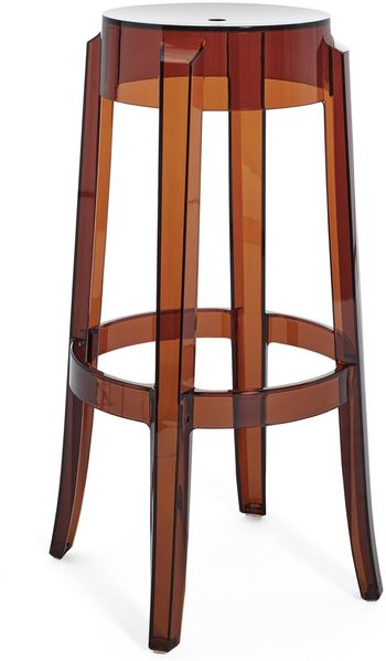 Kartell Charles Ghost, Hocker, 2-er Satz, H 75 cm, Bernstein