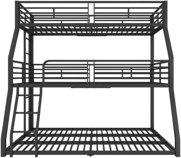Merax Etagenbett, 90*200 cm, Metallbettgestell, Eisenbett, Dreifach-Etagenbett, für Kinder, Jugendliche und Erwachsene, Ohne Matratze, Schwarz Bild 9