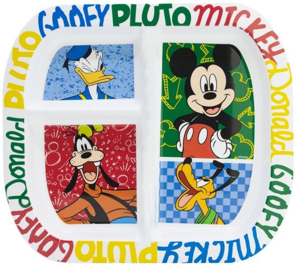 Storline Frühstücksteller Disney Mickey Mouse rechteckig mit 3 Fächern Mikrowellengeeignet