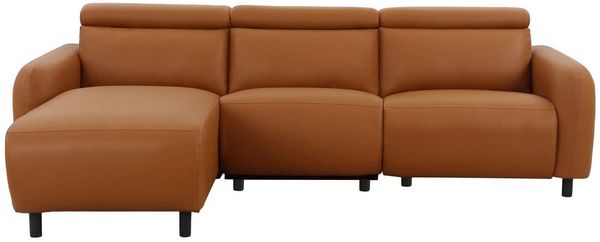 OTTO home Ecksofa SKAANE Lederoptik, L-Form, 274 cm, manuelle/elektrische Relaxfunktion, rundes Design, Kopfteilverstellung, Federkernpolsterung