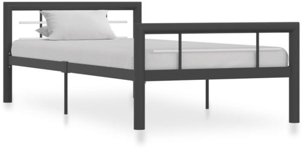 vidaXL Bettgestell Grau und Weiß Metall 90×200 cm 284556