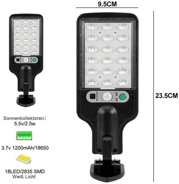 Rosnek LED Außen-Wandleuchte Solar, 3 Modi, Bewegungssensor, für den Außenbereich Terrasse, IP65 wasserdicht
