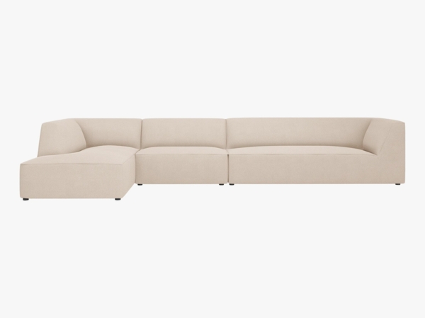 Micadoni Ecksofa Ruby 5-Sitzer Links Strukturierter Stoff Ottawa Beige
