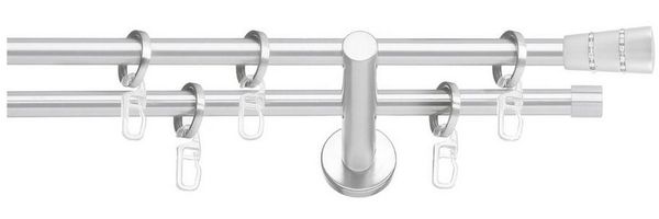 SN DECO GROUP Gardinenstange Rennes, Ø 19 mm, 2-läufig, Fixmaß, Verschraubt, Stahl, Komplettset mit Ringen