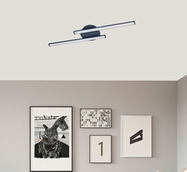 Briloner Leuchten LED Deckenleuchte, 3158B Design LED-Deckenleuchte Serie *STRAIGHT* 2 Flammen - modern & chic in zwei parallel versetzten Leuchtenarmen - Deckenlichtleisten - Deckenlampe - 2x 5 Watt LED Modul, 2x 500 Lumen 3000K warmweiß Anthrazit Sch...