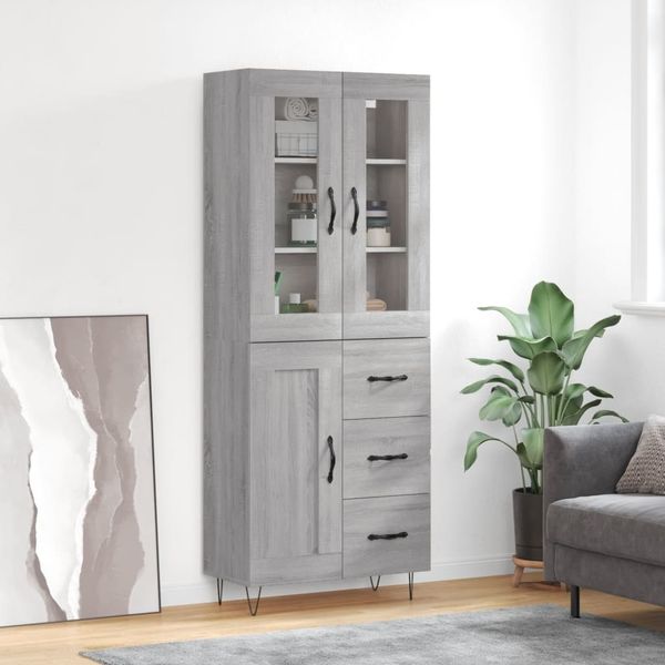 vidaXL Highboard Grau Sonoma 69,5x34x180 cm Holzwerkstoff 3198695