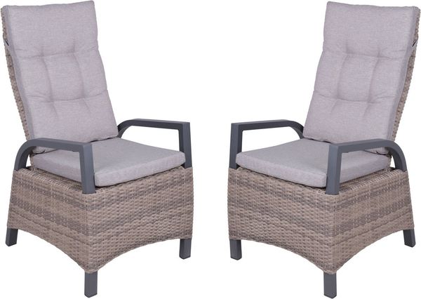 2er Set Hochlehner Amelia Kunststoffgeflecht Relaxsessel Garten Sessel Stuhl Möbel