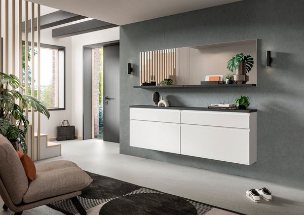 Home affaire Wandspiegel Skoskap, Breite 95 cm, 1 Ablageboden, inklusive Wandmontagematerial (1-St), Garderobenspiegel, Spiegel, Flurspiegel, Dielenspiegel, Spiegelpaneel