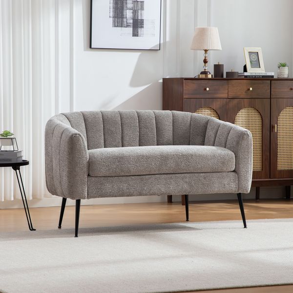 Mini-Liegesofa aus Chenille mit abnehmbarem Sitzkissen, grau