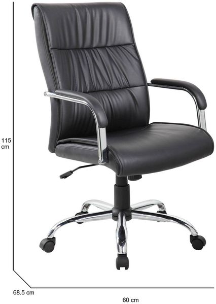Dmora Stuhl mit Rädern Bangkok, Chefsessel mit Armlehnen, Ergonomischer Bürostuhl, 69x60h105/115 cm, Schwarz Bild 3