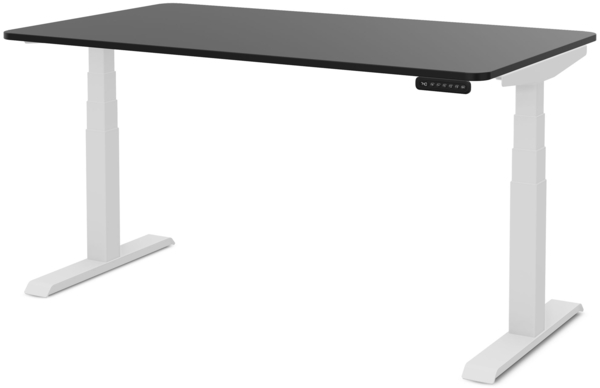 ASSMANN Elektrisch Höhenverstellbarer Familien Schreibtisch Pitino Curved 140x70cm Schwarz Signalweiß Metall Holz