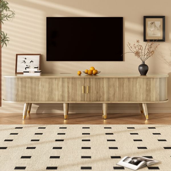 TV-Schrank 175x38x45 cm mit Schiebetüren – rustikales TV-Möbel aus MDF in Eichenholzoptik