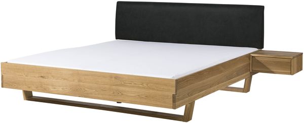 Bett mit Nachttisch Fichte 200x200x85 natur gebeizt / geölt, Kopfteil anthrazit FICHTELBERG #44