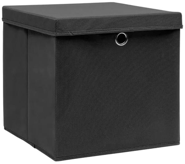 Aufbewahrungsboxen, faltbarer Korb mit Deckeln 4 Stk. 28x28x28 cm Schwarz