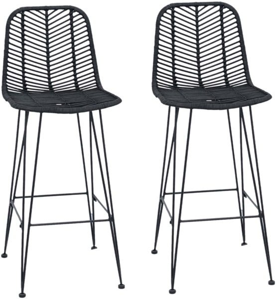 vidaXL Barstuhl 2 pcs Schwarz 44,5 x 53 x 111 cm Rattan und Eisen 42011549