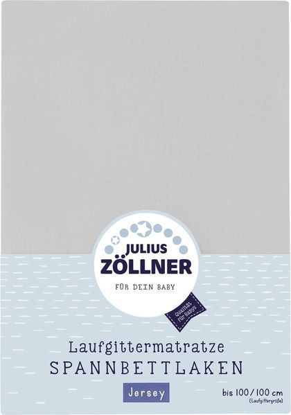 Julius Zöllner Spanntuch Laufgittermatratze Jersey hellgrau 68/90 + 95/95 cm