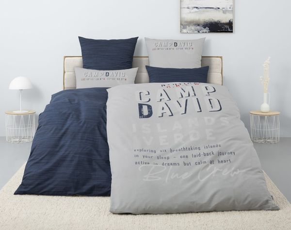 CAMP DAVID Wendebettwäsche Jerre, Renforcé, 2 teilig, NEUHEIT! Bettwäsche ab 135x200 cm, mit Schriftzug