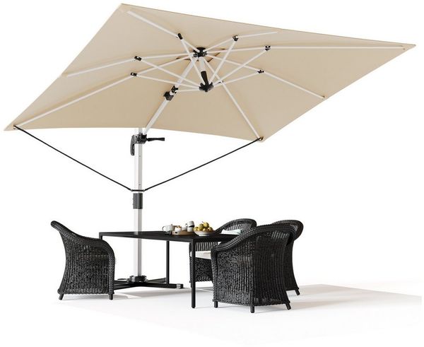 HOMALL Sonnenschirm 300x400 cm Ampelschirm mit Ständer, 360 Grad drehbar, UV-Schutz 50+, 300*400CM, φ330CM, 270*270CM, Gewicht 18-28KG, faltbar, geeignet für Garten, Terrasse, Schwimmbad