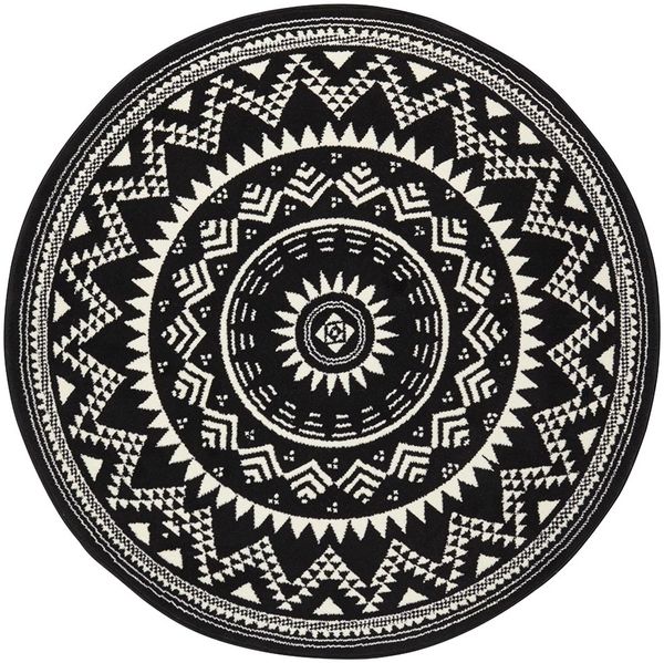 Kurzflor Teppich Valencia Rund - schwarz - 200 cm Durchmesser