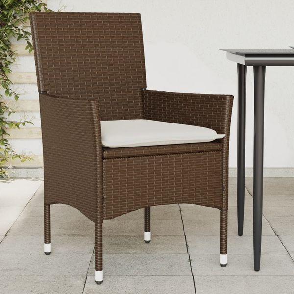 vidaXL Gartenstühle mit Kissen 2 Stk. Braun Poly Rattan 368110