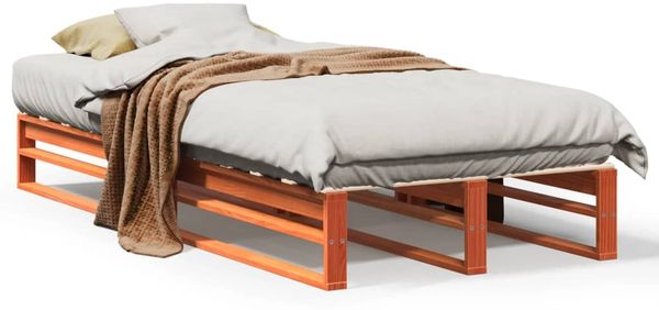 Einzelbetten, Betten für Erwachsene, Massivholzbett ohne Matratze Wachsbraun 90x190 cm Kiefernholz de4275