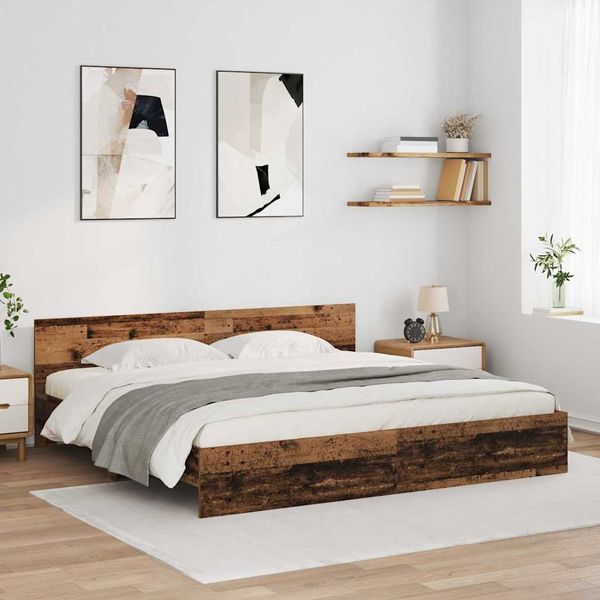 vidaXL Bettrahmen mit Kopfteil Altholz 180 x 200 cm Holzwerkstoff 3403595