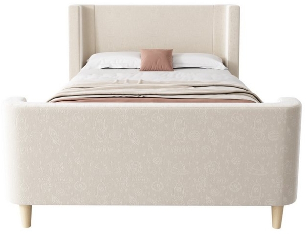 BlingBin Einzelbett (1-tlg, Kinderbett Polsterbett 90 x 200 cm mit kosmischem Muster), Für Jungen & Mädchen, Samt (Ohne Matratze) Bild 4