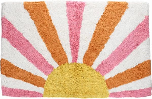 Rex London Badematte Sunset Sonnenuntergang Motiv, getuftete Struktur, wunderbar weich, wasserabsorbierend, Baumwolle, rechteckig, Bad Vorleger, ca. 80x50 cm, für einen farbigen Akzent im Bad